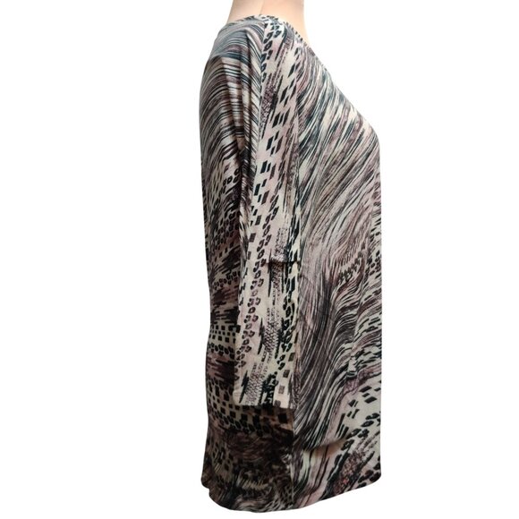 CJ Banks Plus Size 1X Abstract Beaded Tunic Top Batwing Sleeve Stretch Blouse - Picture 5 of 11